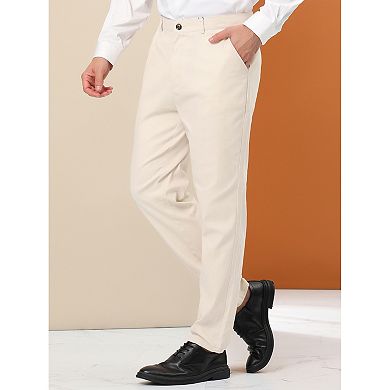 Men's Dress Trousers Solid Color Flat Front Skinny Business Pants