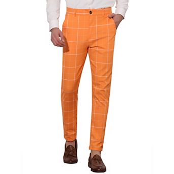 Men's Dress Plaid Pants Slim Fit Stretch Flat Front Dress Pants Plaid Slacks Trousers