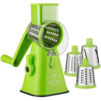 Zulay Kitchen Rotary Cheese Grater With 3 Replaceable Stainless Steel Blades