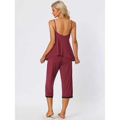 Women's Modal V-neck Camisole With Capri Pants Pajama Set