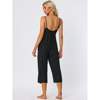 Women's Modal V-neck Camisole With Capri Pants Pajama Set