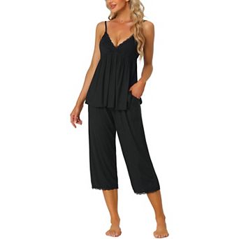 Women's Modal V-neck Camisole With Capri Pants Pajama Set