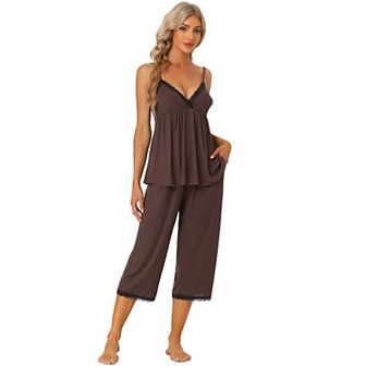 Women's Modal V-neck Camisole With Capri Pants Pajama Set