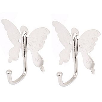 Bedroom Bathroom Butterfly Style Wall Mounted Cloth Towel Hook Hanger 2 pc