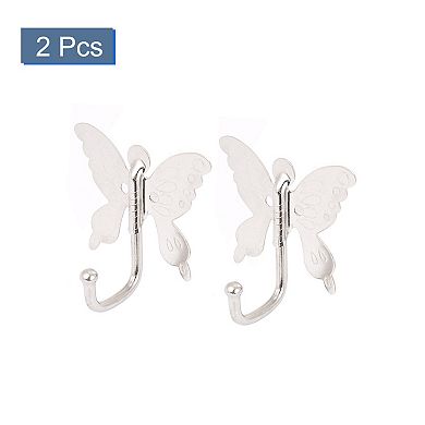 Bedroom Bathroom Butterfly Style Wall Mounted Cloth Towel Hook Hanger 2pcs