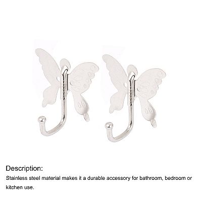 Bedroom Bathroom Butterfly Style Wall Mounted Cloth Towel Hook Hanger 2pcs