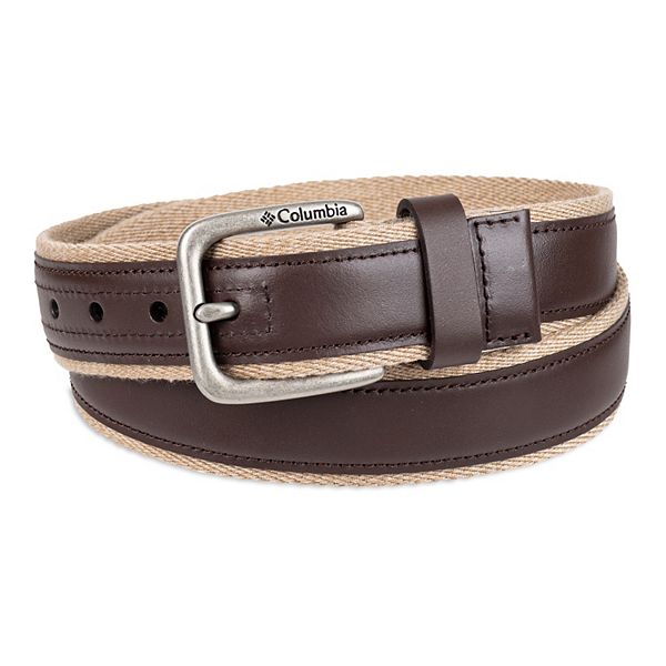 Men's Columbia Casual Fabric Belt with Leather Overlay, Regular and Big ...