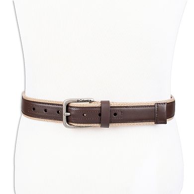 Men's Columbia Casual Fabric Belt with Leather Overlay, Regular and Big & Tall Sizes