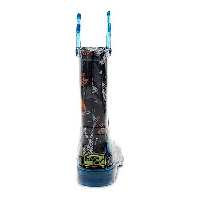 Western Chief Silly Space Boys' Light-Up Waterproof Rain Boots