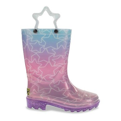 Western Chief Glitter Stars Toddler Girls' Light-Up Rain Boots