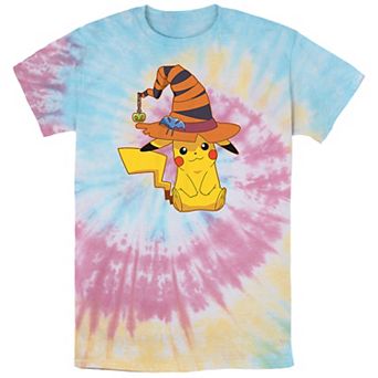 Men's Pokémon Pikachu Witch Costume Hat Spiral Tie Dye Tee