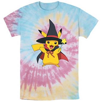 Men's Pokémon Pikachu Witches Hat Star Wand Spiral Tie Dye Tee