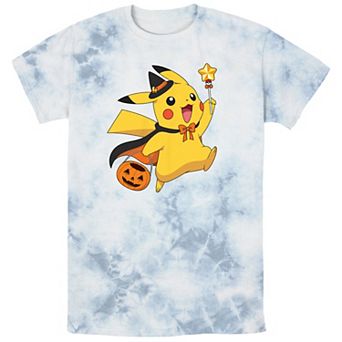 Men's Pokémon Pikachu Wizard Costume Pumpkin Basket Bombard Wash Tee