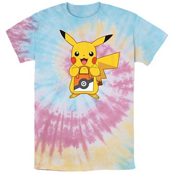 Men's Pokémon Pikachu Treat Pokeball Bag Spiral Tie Dye Tee