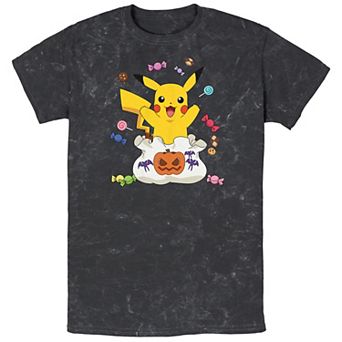 Men's Pokémon Pikachu Treat Bag Of Candies Mineral Wash Tee