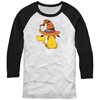 Men's Pokémon Pikachu Witch Costume Hat Raglan Tee
