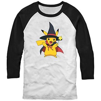 Men's Pokémon Pikachu Witches Hat Star Wand Raglan Tee