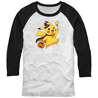 Men's Pokémon Pikachu Wizard Costume Pumpkin Basket Raglan Tee