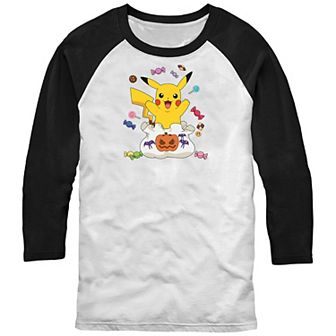 Men's Pokémon Pikachu Treat Bag Of Candies Raglan Tee