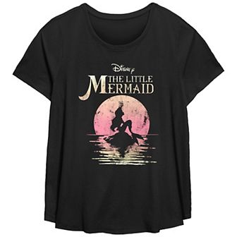 Disney's The Little Mermaid Missy Plus Size Ariel Rock Moon Silhouette Scoop Hem Tee