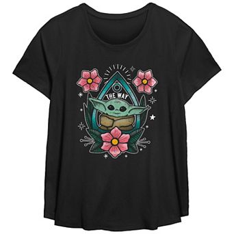 Plus Size The Mandalorian Planchette Child Portrait Scoop Hem Tee