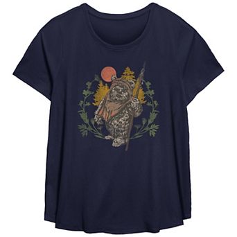 Plus Size Star Wars Ewok Floral Sunset Scoop Hem Tee