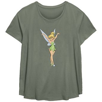 Juniors' Plus Size Tinker Bell Arms Up Profile Mirror Dance Graphic Tee