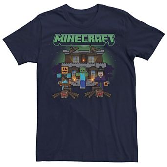 Men's Minecraft Halloween Creepers Haunted House Tee