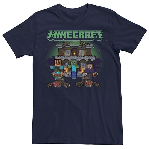 Men's Minecraft Halloween Creepers Haunted House Tee