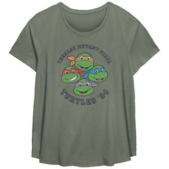 Plus Size Teenage Mutant Ninja Turtles '84 Faces Scoop Hem Tee