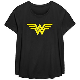 Missy Plus Size DC Comics Wonder Woman Classic Logo Scoop Hem Tee