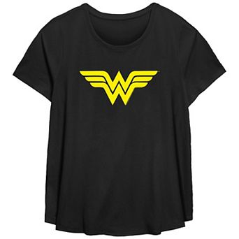 Missy Plus Size DC Comics Wonder Woman Classic Logo Scoop Hem Tee