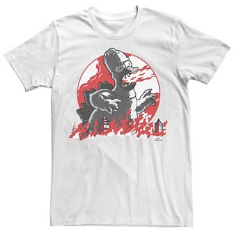 Men's The Simpsons Halloween Homer Godzilla Flames Tee