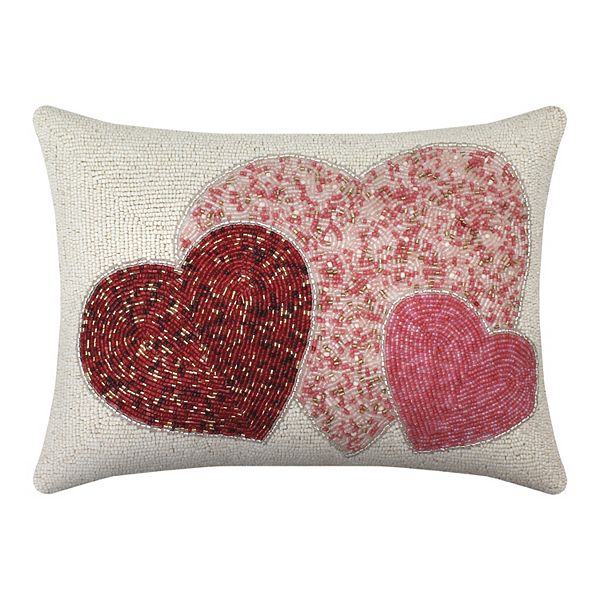 Artistic Accents Heart Beaded Pearl Decor Pillow Pink Gold Love Wedding 16