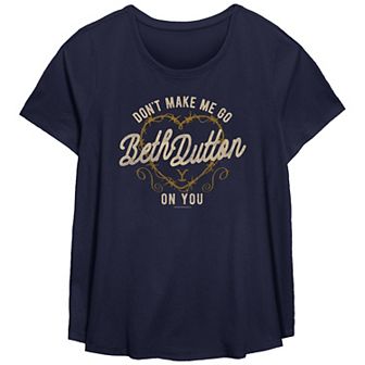 Missy Plus Size Yellowstone Don't Make Me Go Beth Dutton On You Scoop Hem Tee