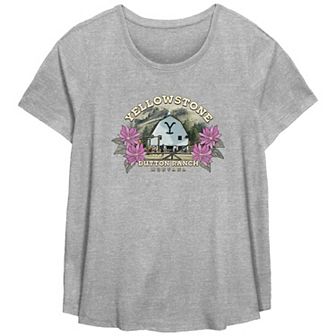 Missy Plus Size Yellowstone Dutton Ranch Montana Barn Scoop Hem Tee