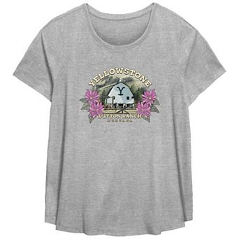 Missy Plus Size Yellowstone Dutton Ranch Montana Barn Scoop Hem Tee