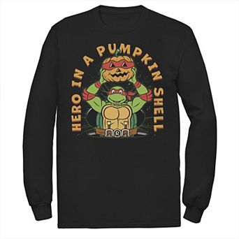 Men's Teenage Mutant Ninja Turtles Halloween Raphael Hero in a Pumpkin Shell Long Sleeve Tee