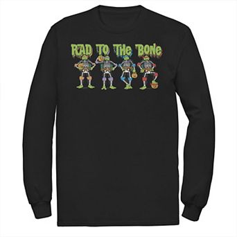Men's Teenage Mutant Ninja Turtles Halloween Rad to the Bone Skeletons Long Sleeve Graphic Tee