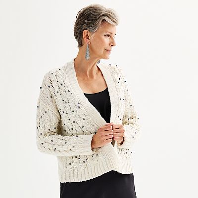 Women s Chelsea Theodore Allover Faux Pearl Cardigan