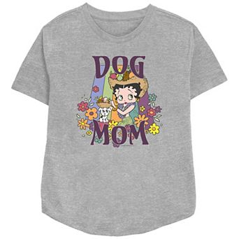 Juniors' Betty Boop Pudgy Dog Mom Graphic Tee