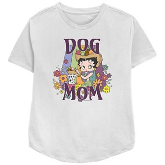 Juniors' Betty Boop Pudgy Dog Mom Graphic Tee