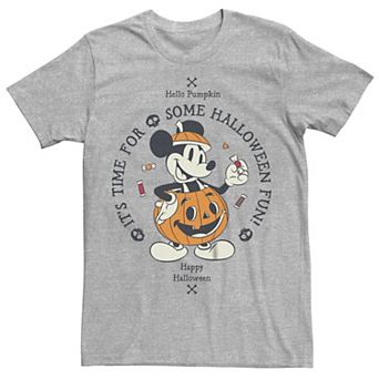 Disney's Mickey Mouse Men's Classic Halloween It's Time For Some Fun Jack-o'-lantern Tee