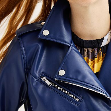 Women's Nine West Faux-Leather Moto Jacket