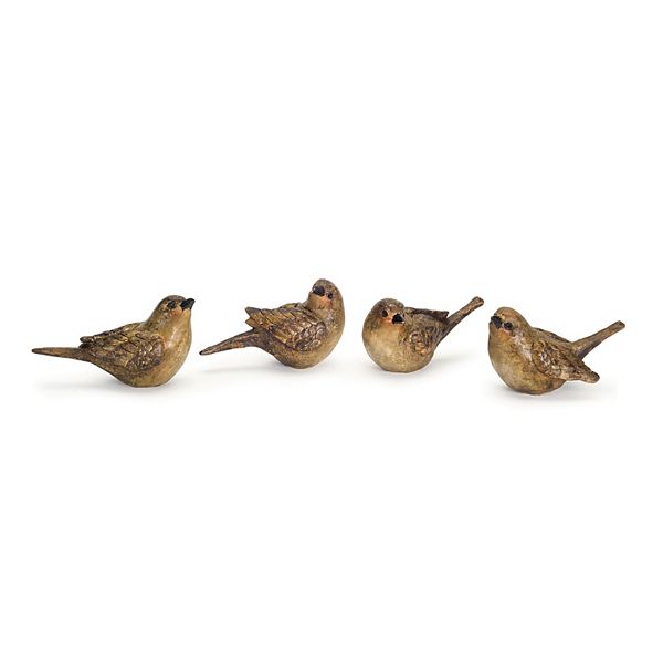 Melrose International Natural Fir Wood Bird Figurine with Rustic Metal Accents (Set of 2) main image 0