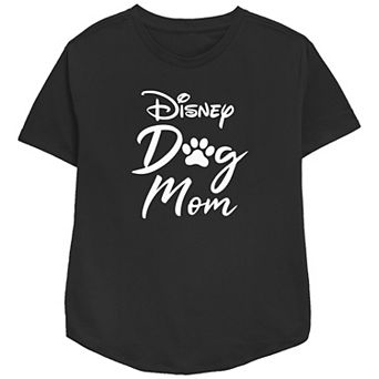 Disney Dogs Women's Mom Pawprint Script Relaxed Fit Graphic Tee