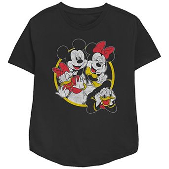 Disney's Mickey Mouse & Friends Women's Yellow And Red Relaxed Fit Graphic Tee