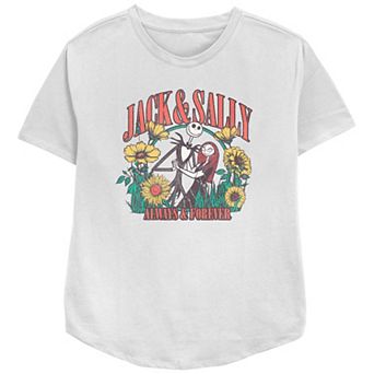 Disney's The Nightmare Before Christmas Juniors' Jack Sally Always And Forever Relaxed Fit Graphic Tee