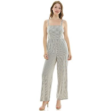 Juniors' Lily Rose Square Neck Cropped Jumpsuit