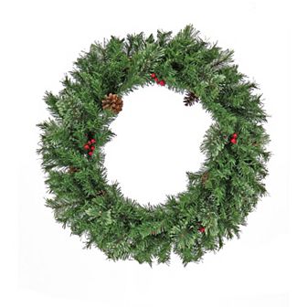 National Tree Company 30 in Cashmere Artificial Wreath with Pine Cones & Red Berries